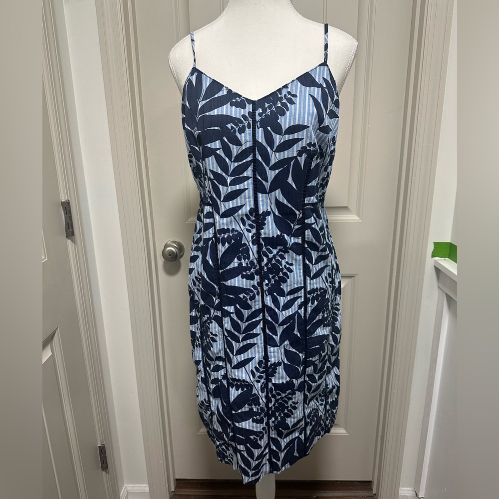 Banana Republic Navy and White Leaf Print Mini Dress